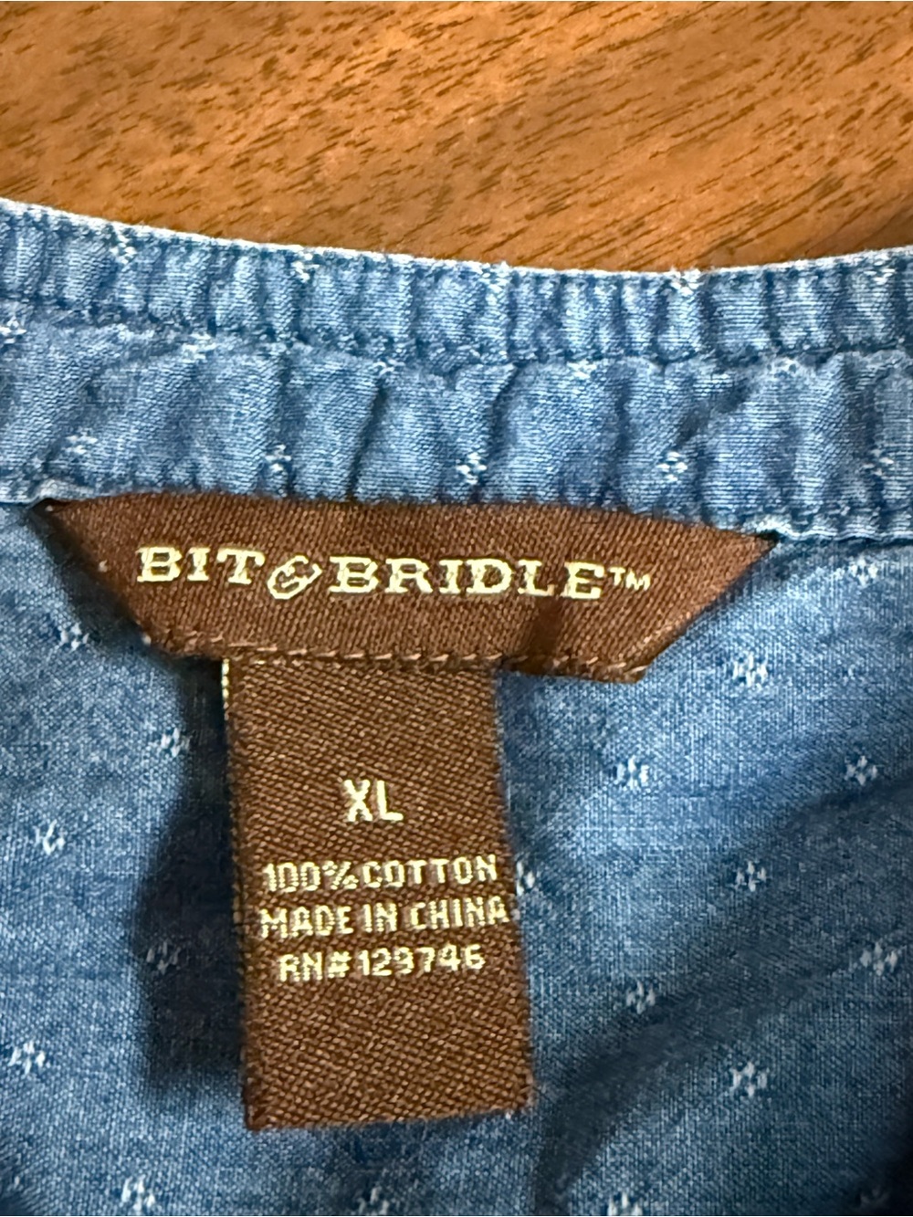 Bit & Bridle Chambray Denim Popover Tunic Shirt XL Western Boho Blue - Picture 7 of 9